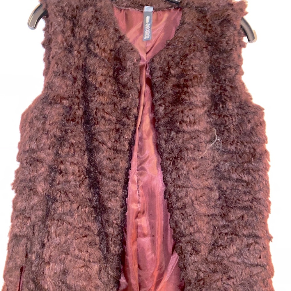 Burgundy faux fur vest